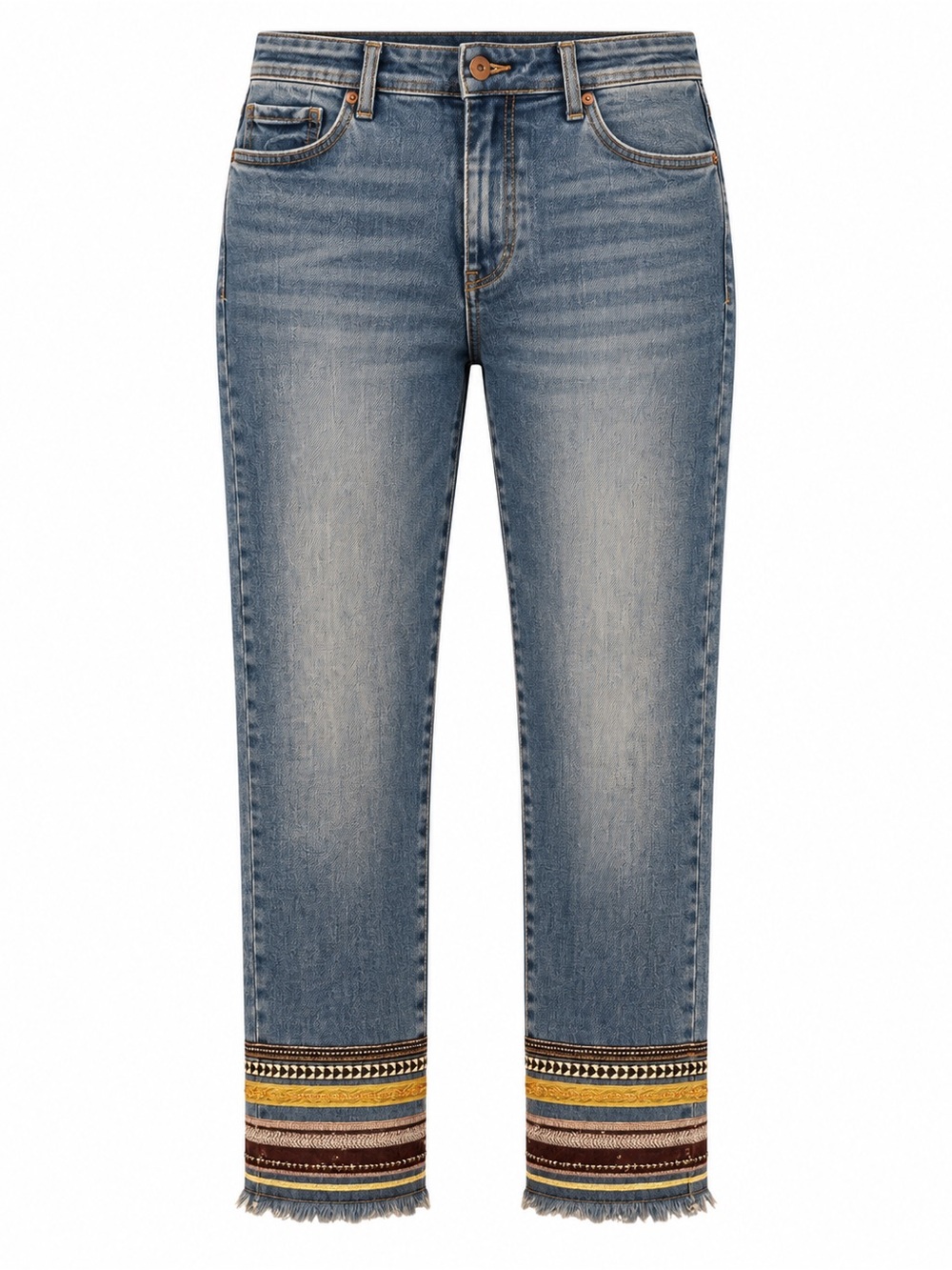 Pilcro Anthropologie Stet Slim Straight Embroidered Cuff Jeans Size 30